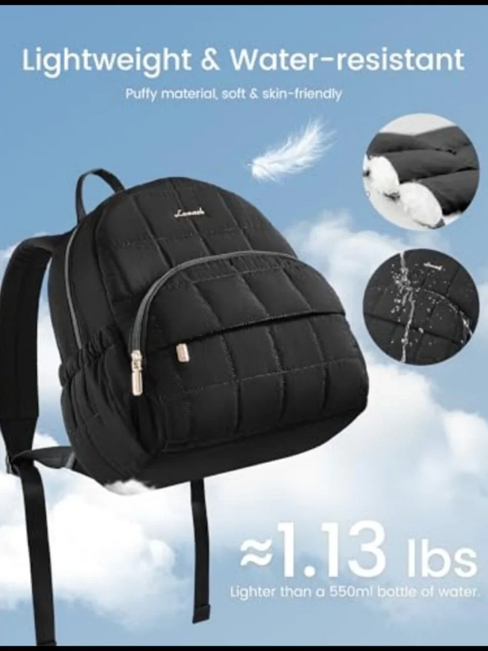 Quilted Puffer Mini Backpack Lightweight Water Resistant Women's Daypack